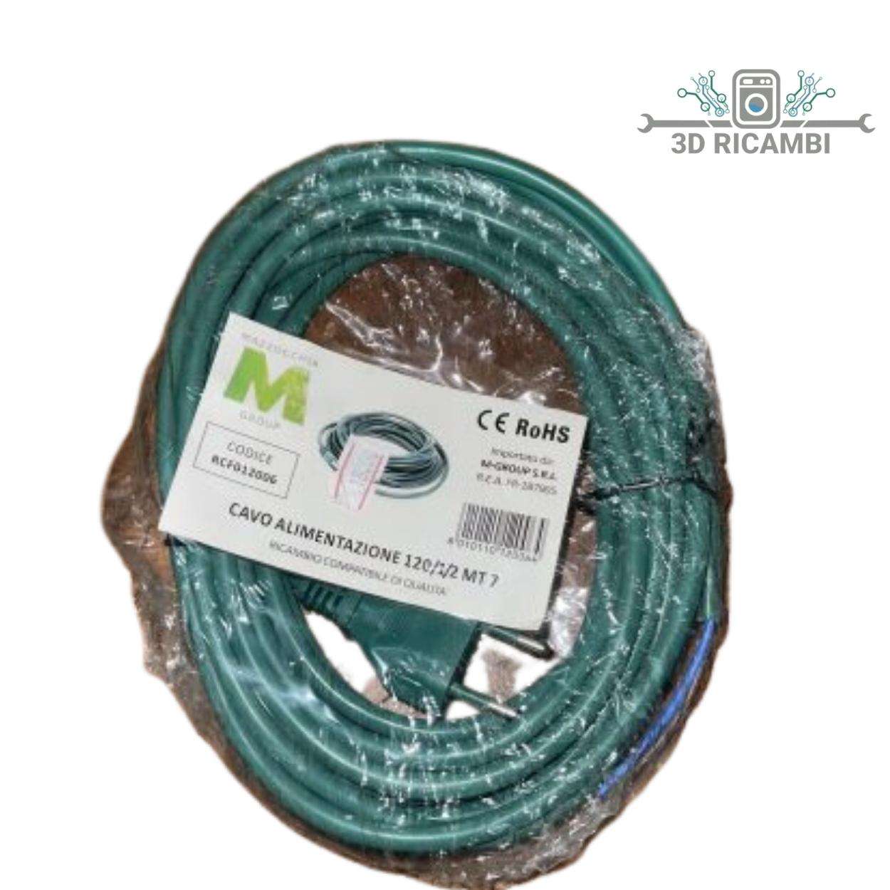 CAVO ALIMENTAZIONE COMPATIBILE PER ASPIRAPOLVERE VORWERK FOLLETTO VK120/121/122 7MT