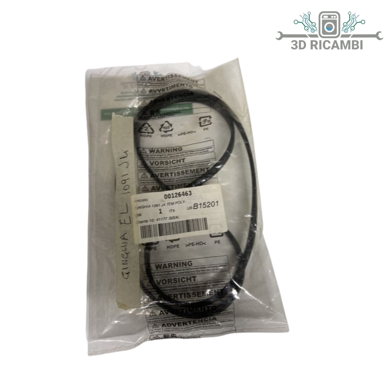 CINGHIA  PER LAVATRICE ARISTON INDESIT  L=1090MM J4 ELASTICA  C00056506 - 00126463