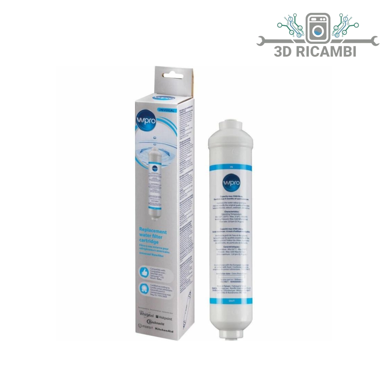 FILTRO PER TRATTAMENTO ACQUA AL CARBONE ATTIVO GRANULARE PER FRIGORIFERO WHIRPOOL IGNIS 484000008553