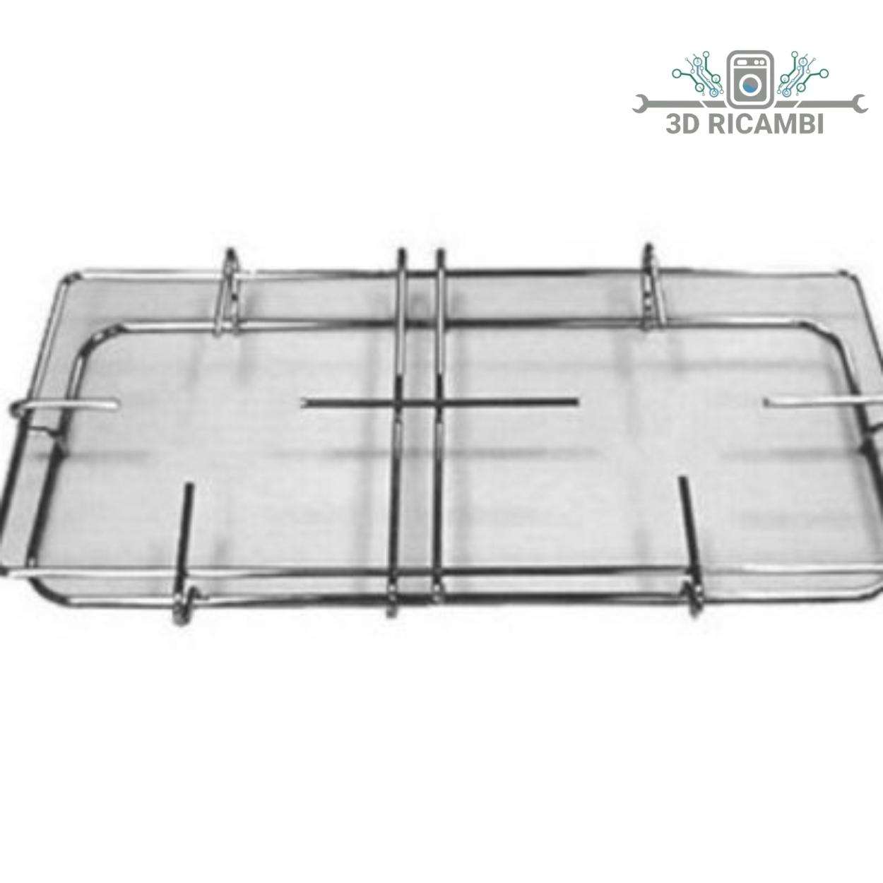 GRIGLIA IN FILO CROMATO ED ACCIAIO INOX PER PIANO COTTURA A 2 FUOCHI 432✖️210 F3807