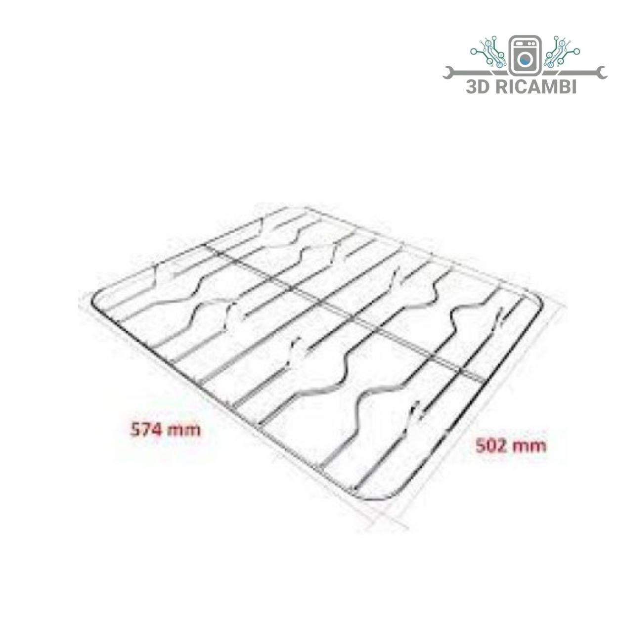 GRIGLIA IN FILO CROMATO ED ACCIAIO INOX PER PIANO COTTURA ARDO BOMPANI A 4 FUOCHI 572✖️500  F0404