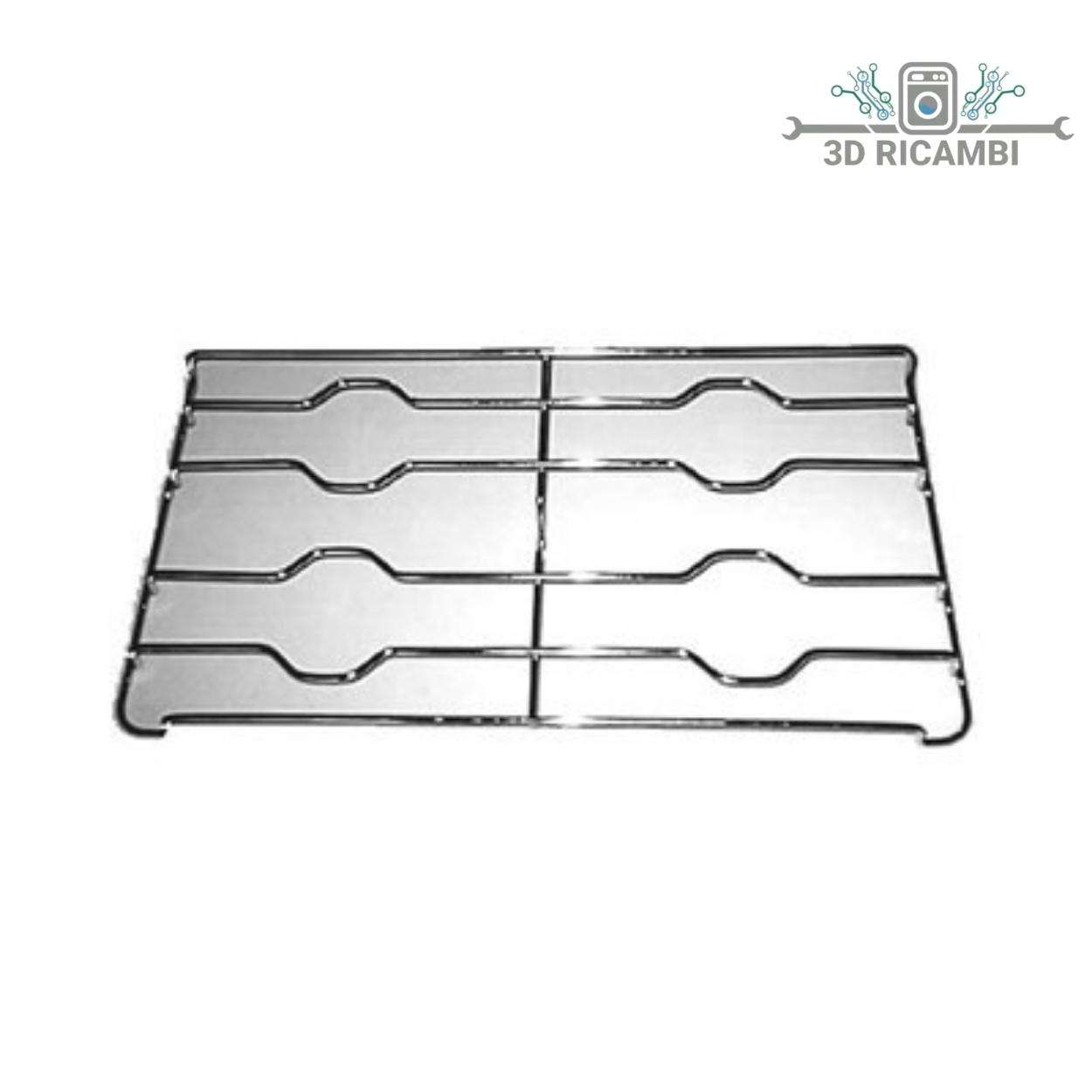 GRIGLIA IN FILO CROMATO ED ACCIAIO INOX PER PIANO COTTURA DE LONGHI  ELBA A 2 FUOCHI 480✖️271 LATO DESTRO F0809