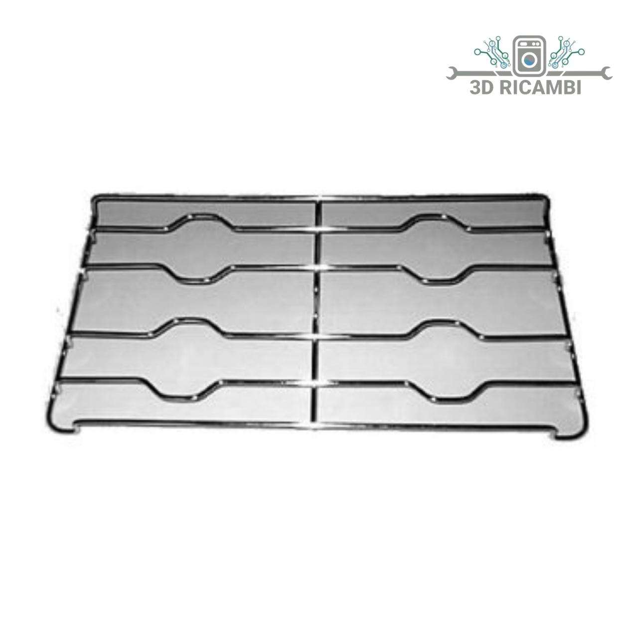 GRIGLIA IN FILO CROMATO ED ACCIAIO INOX PER PIANO COTTURA DE LONGHI  ELBA A 2 FUOCHI 480✖️271 SINISTRA F0808