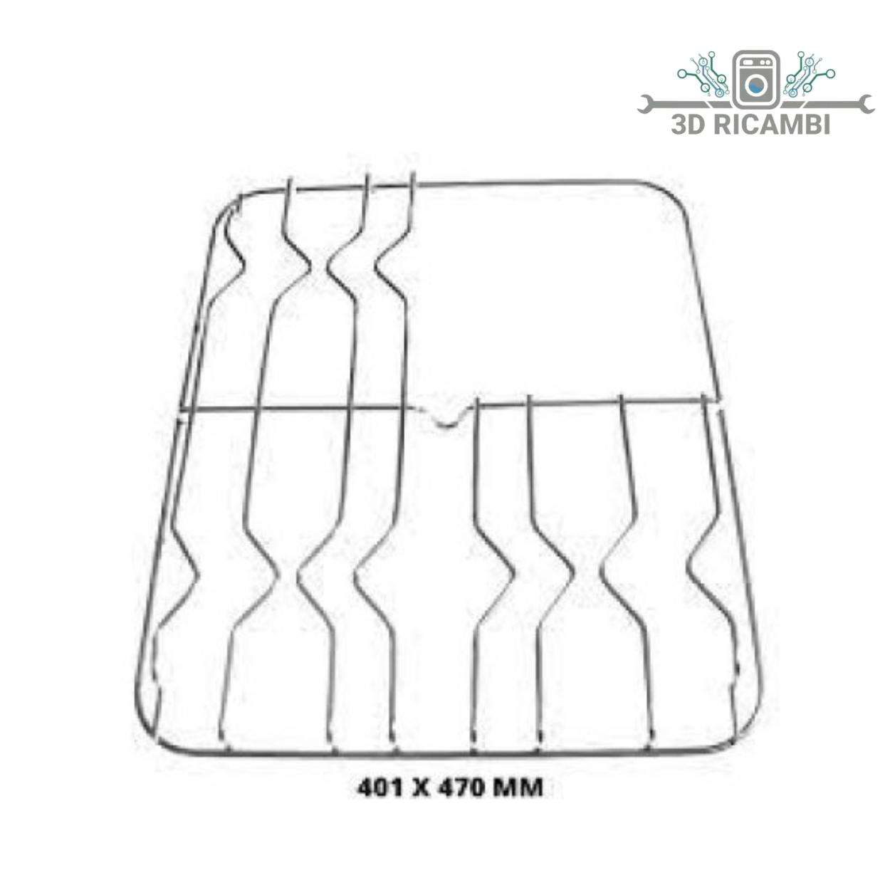 GRIGLIA IN FILO ED ACCIAIO INOX PER PIANO COTTURA NARDI A 3 FUOCHI 470✖️401  F3611