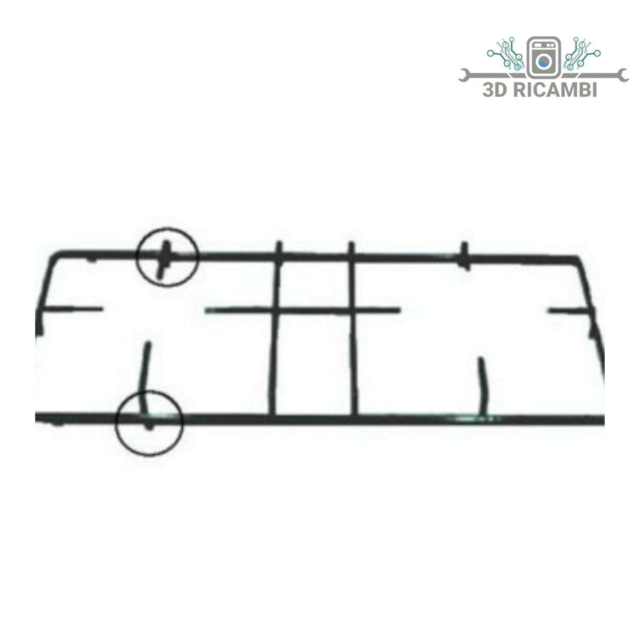 GRIGLIA IN PIATTINA  PER PIANO COTTURA INDESIT ARISTON A  2 FUOCHI 451✖️200 P2750
