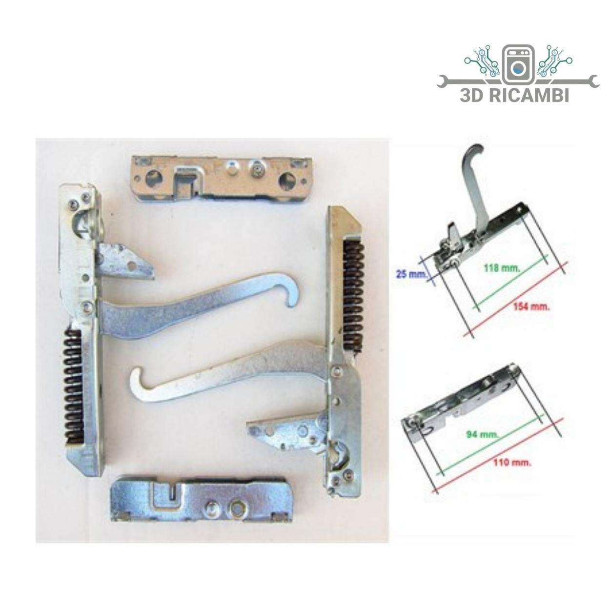 KIT 2 CERNIERE + PORTARULLI PORTA FORNO INDESIT ARISTON KCF2790