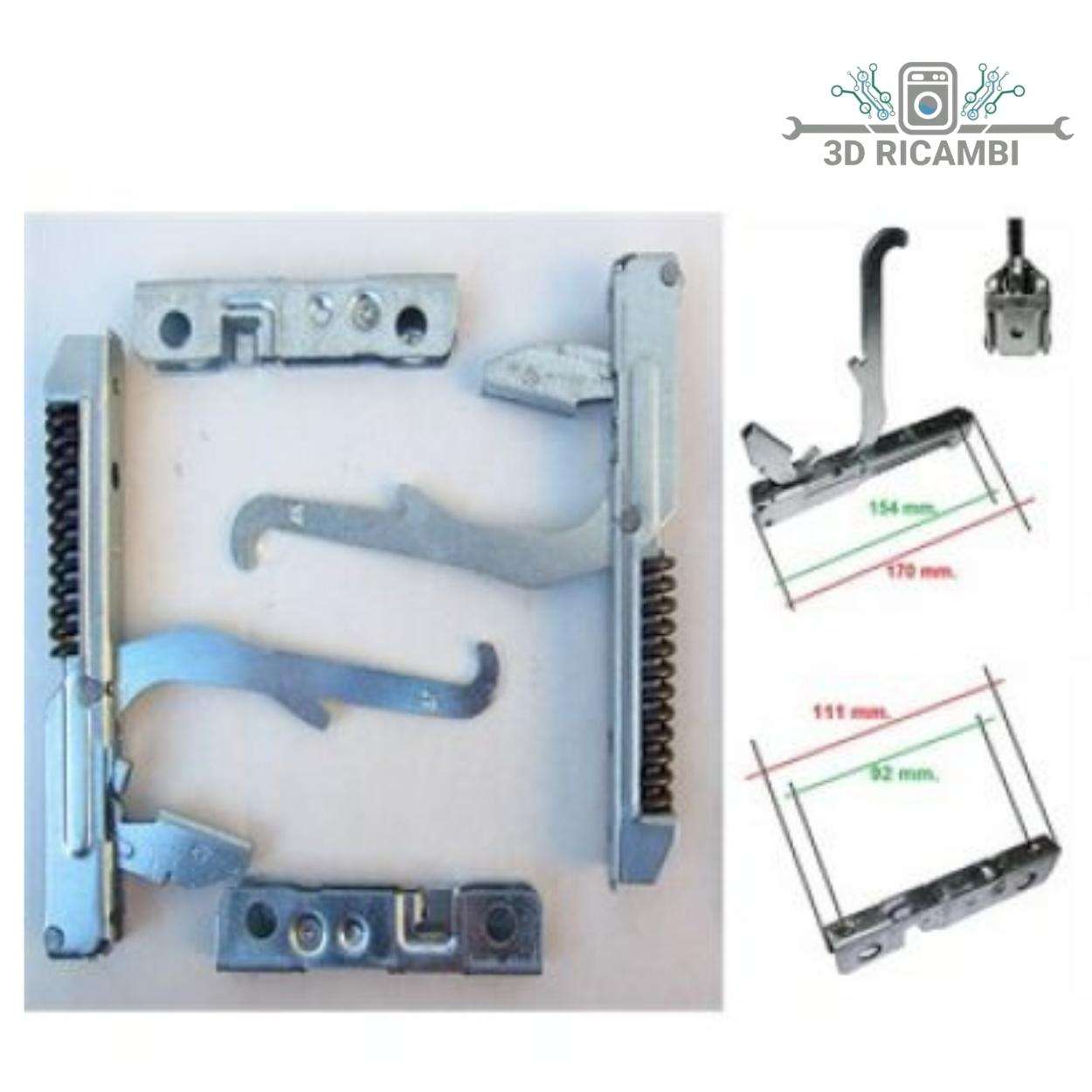 KIT 2 PZ  CERNIERE + PORTARULLI PER PORTA FORNO GAS FIRE KCF1793