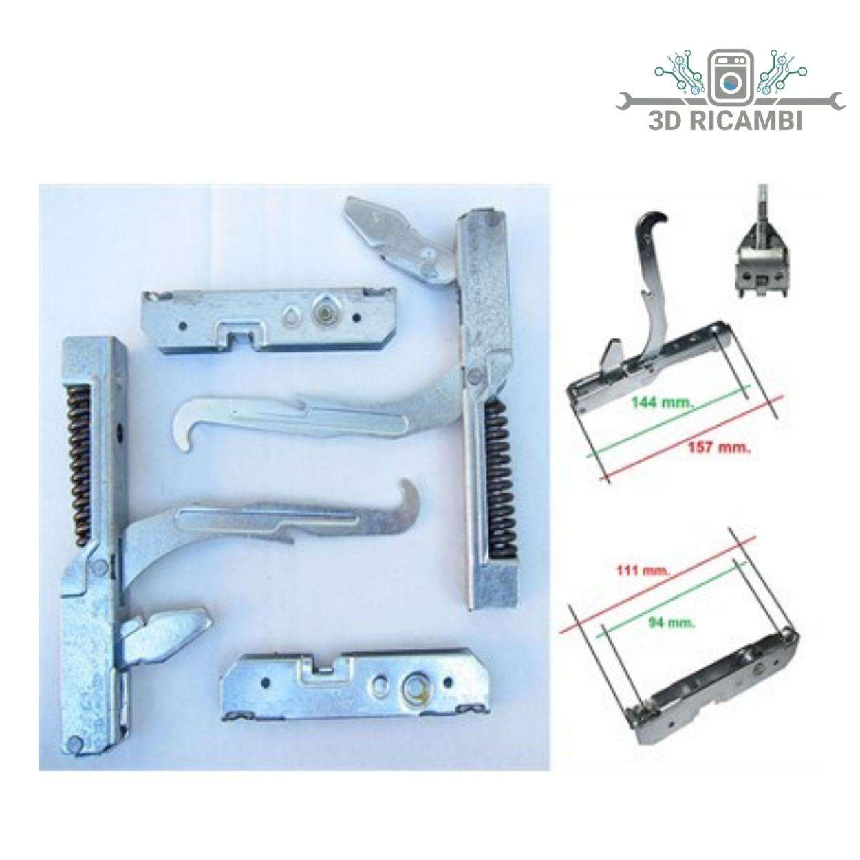 KIT 2 CERNIERE + PORTARULLINI  PER PORTA FORNO GAS FIRE KCF1791