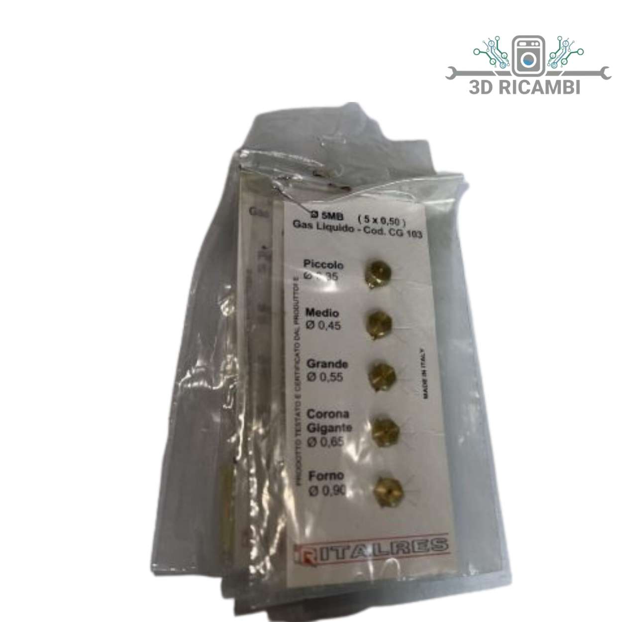 KIT UGELLI UNIVERSALI PER PIANO COTTURA A GAS METANO CG123 5MB