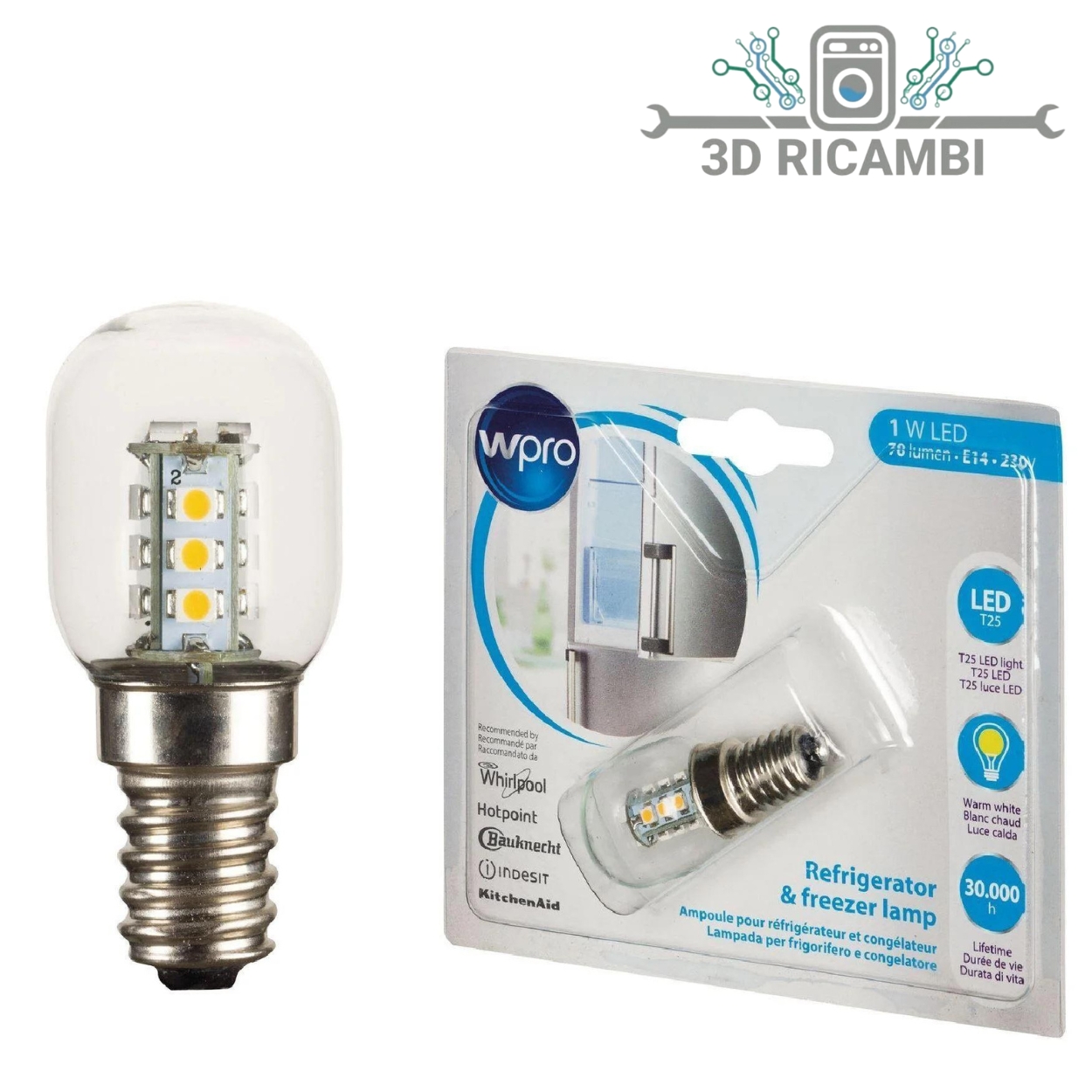 LAMPADA WPRO FRIGO 1W LED WHIRPOOL ARISTON INDESIT  ATTACCOT25