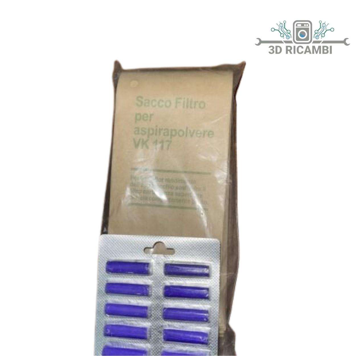 SACCO FILTRO PER ASPIRAPOLVERE VORWERK FOLLETTO VK117 10pz + PROFUMI OMAGGIO