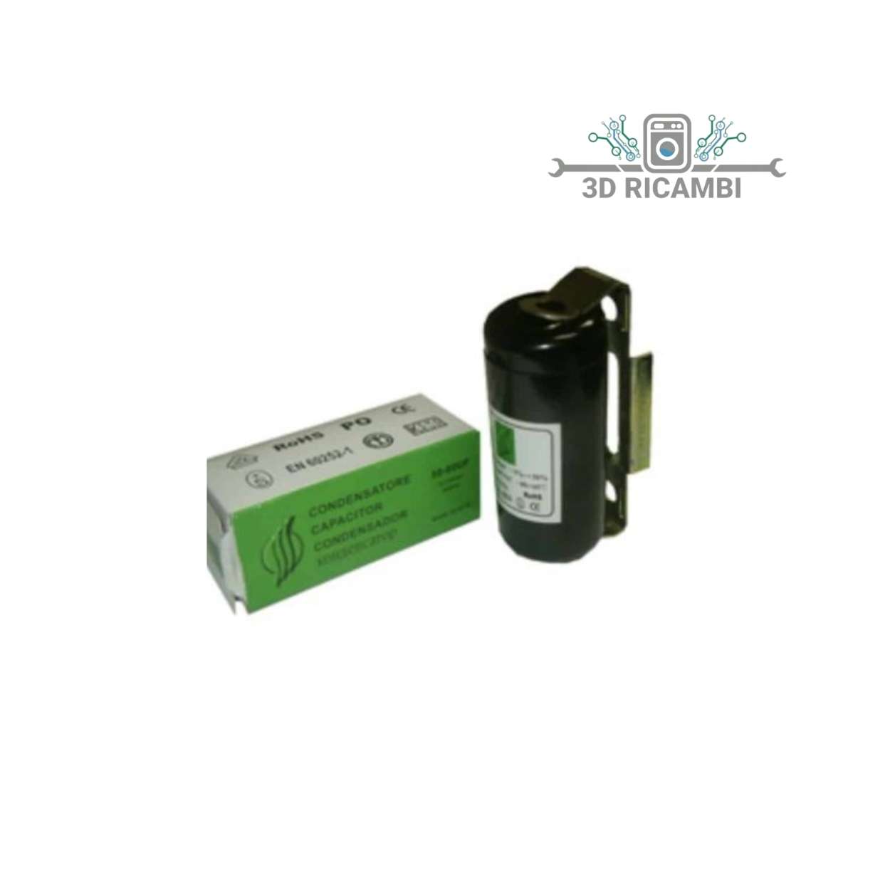 CONDENSATORE 40-50uF 220Vac CON STAFFA  12AG032