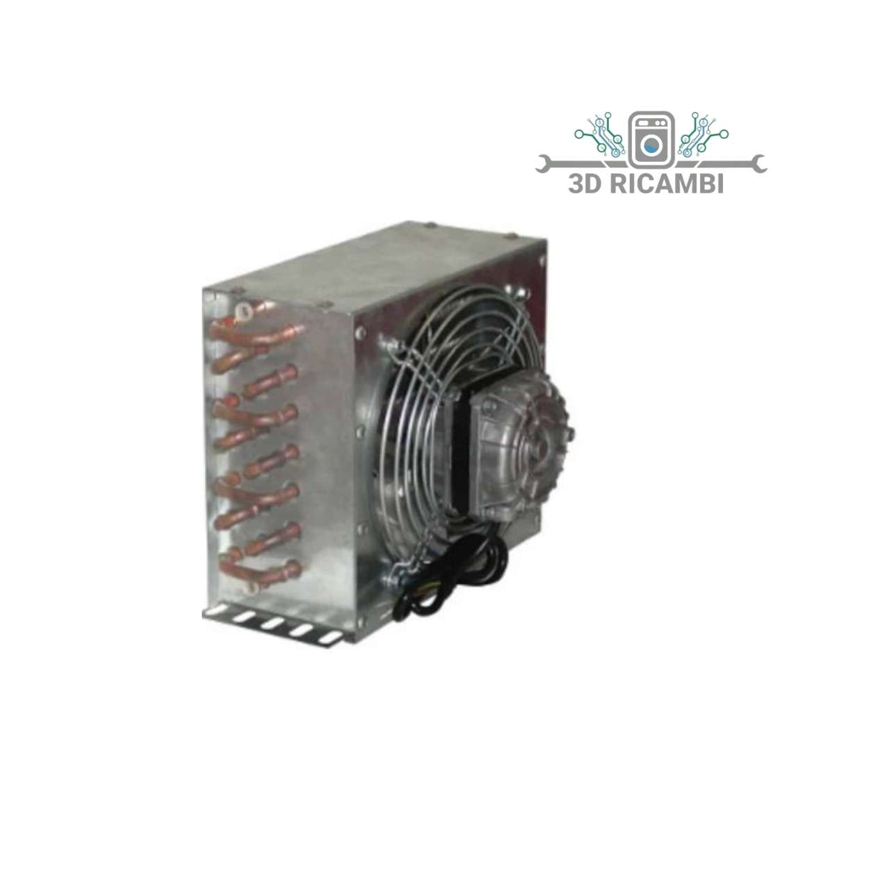 CONDENSATORE AD ARIA PER UNITA DA 1/3HP CON MOTORE DA 12 W. SPESSORE TOTALE COMPRESO MOTORE 183mm - LUNGHEZZA TOTALE 303mm - ALTEZZA 253mm SVILUPPO 1270W. TCCD021A