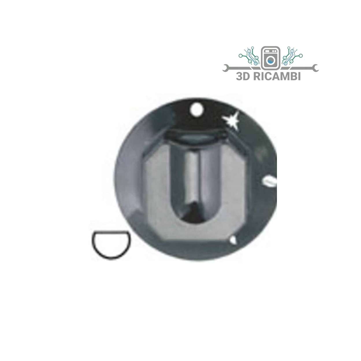 MANOPOLA NERA diam. 70mm ATTACCO PER PERNO A MAZZALUNA 8X6,5 PER PIANI COTTURA ZANUSSI  3241314