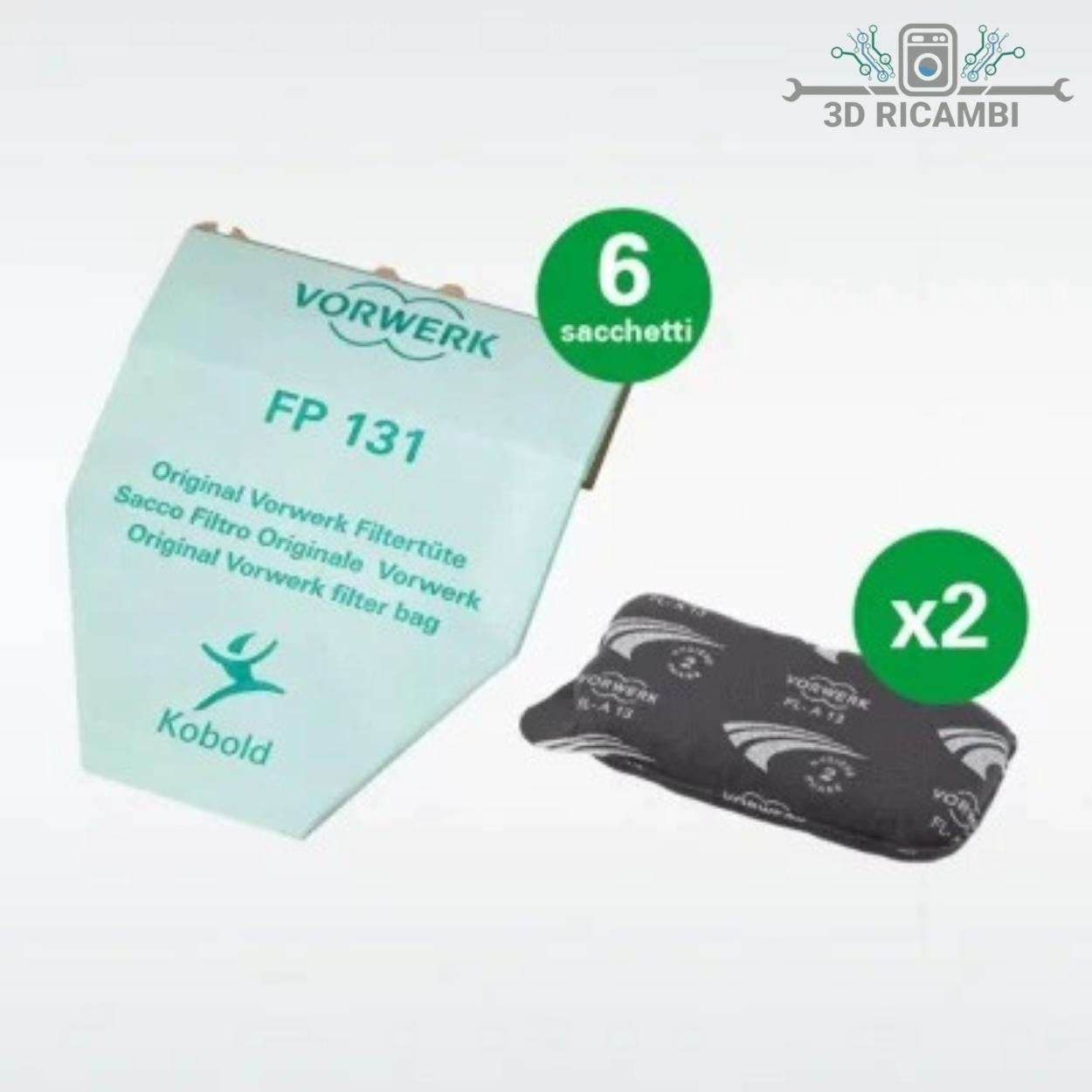 CONFEZIONE 6 FILTRELLI+ FILTRO ODORI VK130-VK131 VORWERK ORIGINALE VF43731